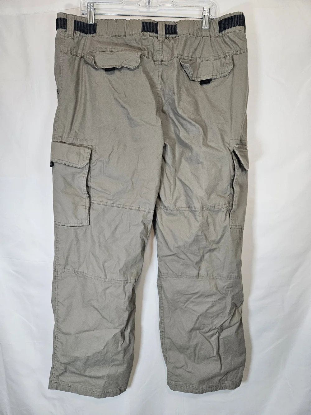 Men's Lined Cargo Pants in Light Khaki with Utility Belt Hiking Fisherman